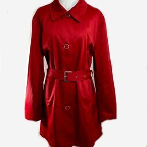 Weatherproof Garment Red Trench Coat Large Buttons